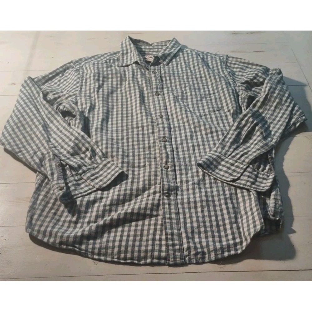 Merona Shirt Mens SZ L Green Grid Check Plaid Classic Fit Outdoor Casual‎ Button